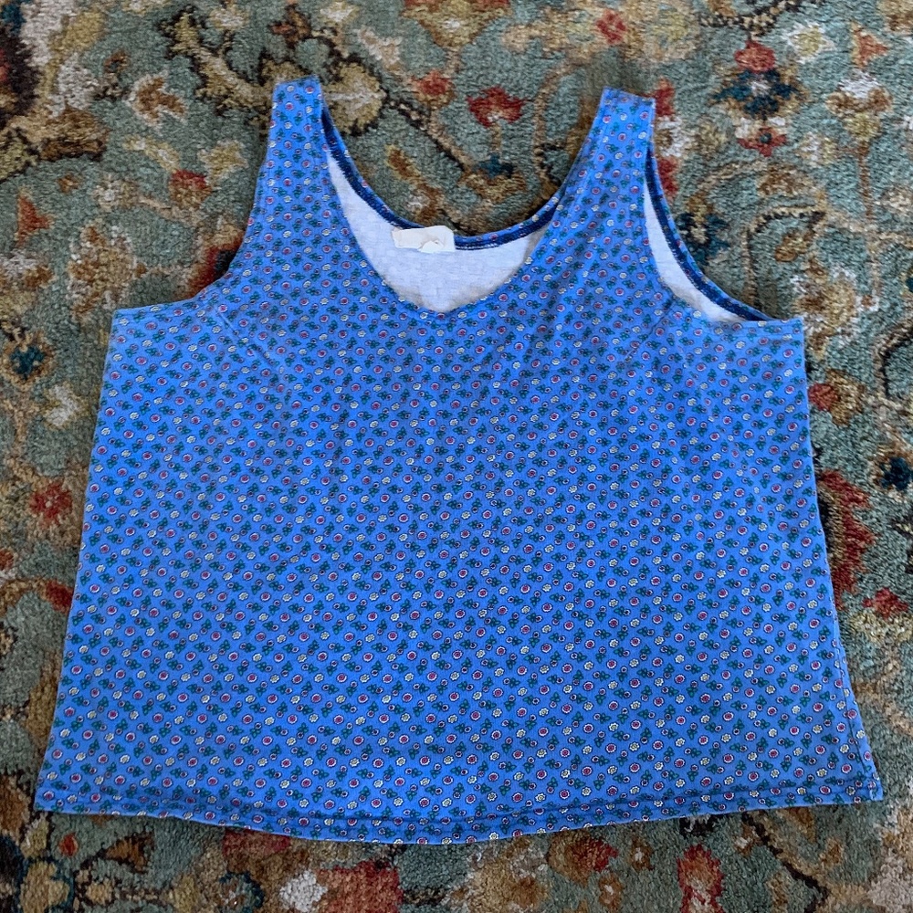 Silver Night Flower Denim Tank Top